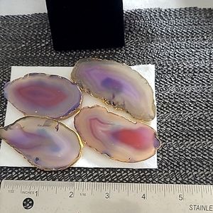 4 Purple Pink Natural Agate slices home kitchen decor magnet Mothers Day